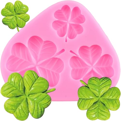 XMOLDNMS Vierblättriges Kleeblatt Fondant Formen Glücksklee Silikonform Blatt Fondant Schokoladenform für Kuchendekoration Cupcake Topper Candy Polymer Clay Gum Paste von xmoldnms