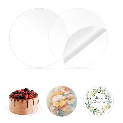 xnnmzhao Cake Board 26cm Rund Kuchenplatte, 2 Stücke Cake Boards Acryl Nicht Klebend Wiederverwendbar, Cakeboard für Transport Kuchen und Torten von xnnmzhao