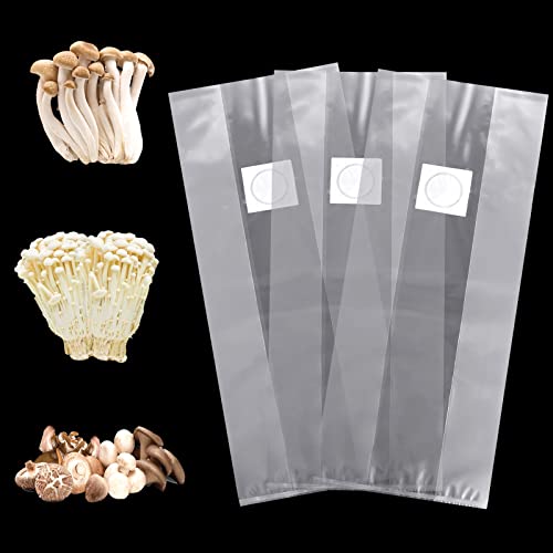xnnmzhao Pilzzucht Beutel, 24 Stück Mushroom Spawn Grow Bag Langlebige Beutel, 32 x 50cm PVC Mushroom Spawn Grow Bag Gartenbau-Pflanzbeutel für Pilze Getreide von xnnmzhao
