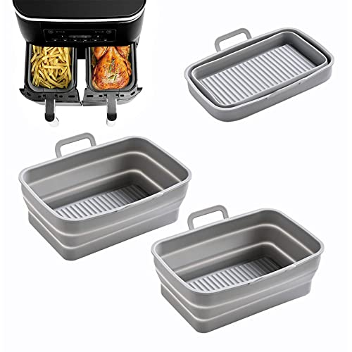 Air Fryer Silicone Pot Liners,Silikonform Heißluftfritteuse für Ninja, Zubehör für AF300EU AF400UK, wiederverwendbarer Air Fryer air fryer silikon (2 Grau) von xocome