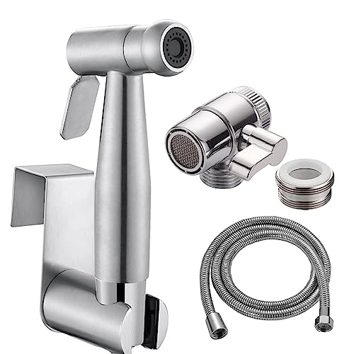 Bidet Handbrause Set für WC, Hand Sprayer mit Wasserhahn Umschaltventil, Wassertank Haken und 59 inch Duschschlauch - für Waschbecken Bad Küche von xocome