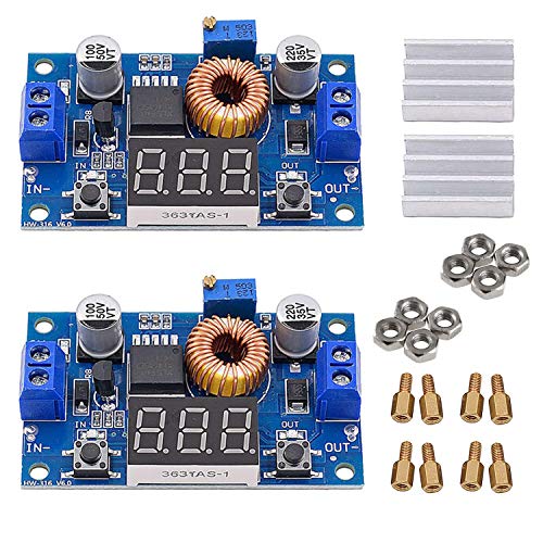 Step down module XL4015 Einstellbarer Abwärtswandler 5A Hochleistung 75W DC-DC mit LED-Anzeige (2 Packungen) von xocome