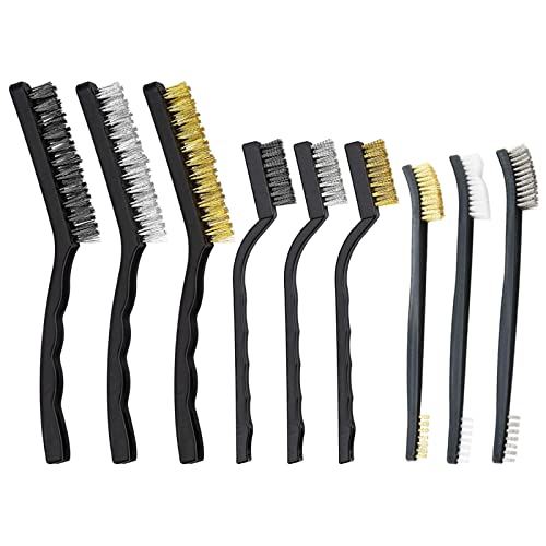 Drahtbürsten-Set Edelstahl-Messing-Drahtbürste Kunststoffgriff Reinigung Kratzbürsten-Set Bürste für Schweißschmutz, Schweißschlacke, Rost （9 Stück） von xocome