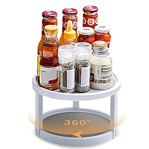 Drehteller Organizer 2 Etagen,Diameter 25CM, Gewürzregal Drehbar, Drehbares Organizer für Küche Schrank Unterschrank Waschbecken Schminktisch von xocome