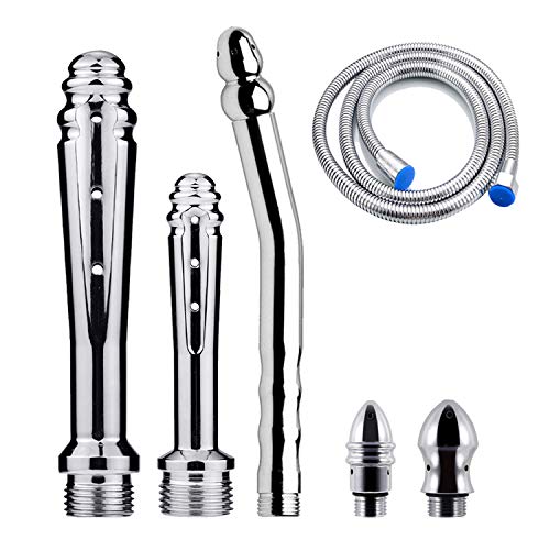 Dusche Analdusche mit 3 Duschköpfe, Dusche Mit 59 Zoll Brauseschlauch und 3 Stück Kit, Klistierspritze Set Für Frauen Männer (Silber) von xocome