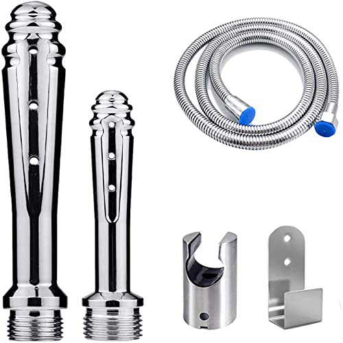 Metall-Duschköpfe - Tiefen-Dusch-Einlauf/Beutel-Reinigungssystem mit 2 Düsen mit 150 cm Brauseschlauch Mit Wassertankhaken von xocome