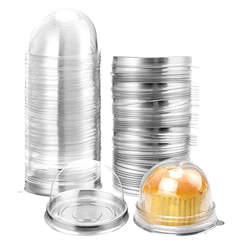 xocome Mini-Kuchenboxen, Cupcake-Behälter, Mooncake-Boxen Muffinschalen Kuppel-Muffins Einzel-Cupcake Geburtstag Hochzeitsparty (silber, 50 Stück) von xocome