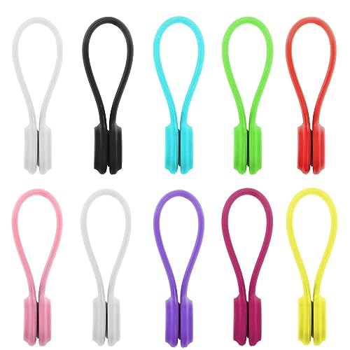 Wiederverwendbare Magnetische Kabelbinder, Multifunktionale Silikon Magnet Kabelbinder für Kabelmanagement und Organisieren, 10 Farben Magnetic Cable Ties, (10 Stück, Bunt) von xocome