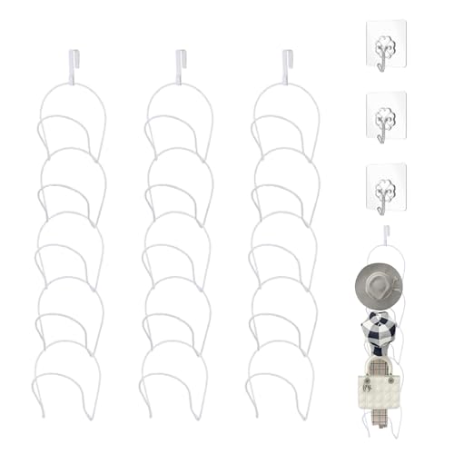 xocome 15 Stück Cap Halter Tür Hut Racks, Baseball Cap Halterung Schrank hängende Einstellbare Huthalter,für Schals Handtaschen Handtücher Kleidung Krawatten mit Haken zum Aufhängen, Weiß von xocome