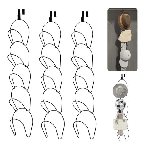 xocome 15 Stück Cap Halter Tür Hut Racks Baseball Cap Halterung Schrank Hängende Einstellbare Huthalter kappen aufbewahrung Schals Handtaschen Handtücher Kleidung Krawatten mit Haken zum Aufhängen von xocome