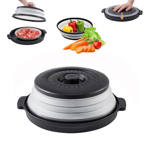 xocome Mikrowellen Abdeckung Faltbar Abdeckhaube für Mikrowellendeckel 26.5cm für Obst Gemüse/Mikrowelle Mit Multifunktionale Faltbare Frischeabdeckung mit BodenHeizbare Abdeckung von xocome