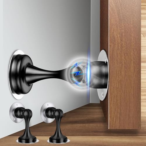 xolear 2 Stück Magnetischer Türstopper, Edelstahl Magnetischer Türstopper zum Kleben, Removable Door Stop Adhesive Magnetic, Rostfrei Inkl Schrauben für Zuhause Büro (Schwarz) von xolear