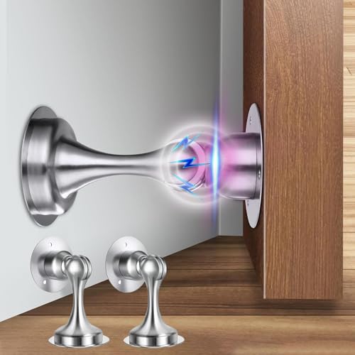 xolear 2 Stück Magnetischer Türstopper, Edelstahl Magnetischer Türstopper zum Kleben, Removable Door Stop Adhesive Magnetic, Rostfrei Inkl Schrauben für Zuhause Büro (Silber) von xolear