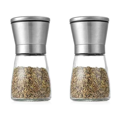 xolear 2er Set Salz und Pfeffermühle, Edelstahl Gewürzmühle mit Einstellbarem Keramikmahlwerk, Manuelle Gewürzmühlen mit 180 ml Behälter, Einfaches Nachfüllbar, für Salz, Pfeffer, Gewürze (Silber) xolear 2er Set Salz und Pfeffermühle, Edelstahl Gewürzmühle mit Einstellbarem Keramikmahlwerk, Manuelle Gewürzmühlen mit 180 ml Behälter, Einfaches Nachfüllbar, für Salz, Pfeffer, Gewürze (Silber) von xolear