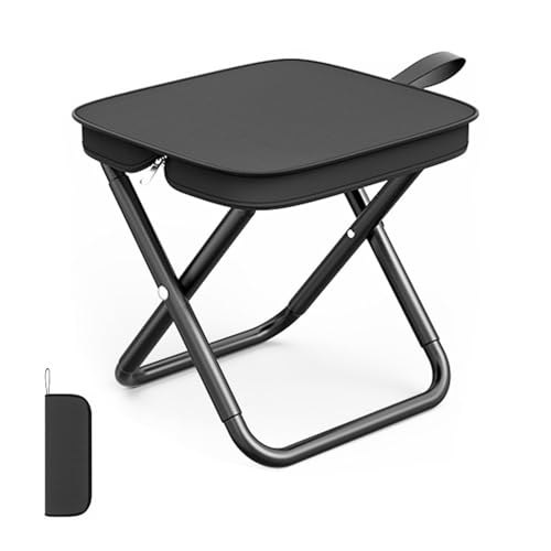 xolear Klapphocker, Tragbarer Camping Hocker, Campinghocker Klappbar Leicht mit Tragetasche, TragfäHigkeit 120 Kg, Mini Sitz Falthocker für Outdoor Reisen Wandern Garten Angeln Grillen (Schwarz) von xolear