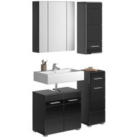 Badezimmer-Set LINUS schwarz schwarz Hochglanz B/H/T: ca. 105x182x34 cm von xonox.home