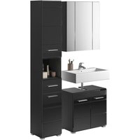 Badezimmer-Set LINUS schwarz schwarz Hochglanz B/H/T: ca. 105x182x34 cm von xonox.home