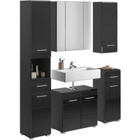 Badezimmer-Set LINUS schwarz schwarz Hochglanz B/H/T: ca. 150x182x34 cm von xonox.home