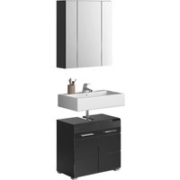 Badezimmer-Set LINUS schwarz schwarz Hochglanz B/H/T: ca. 60x182x34 cm von xonox.home