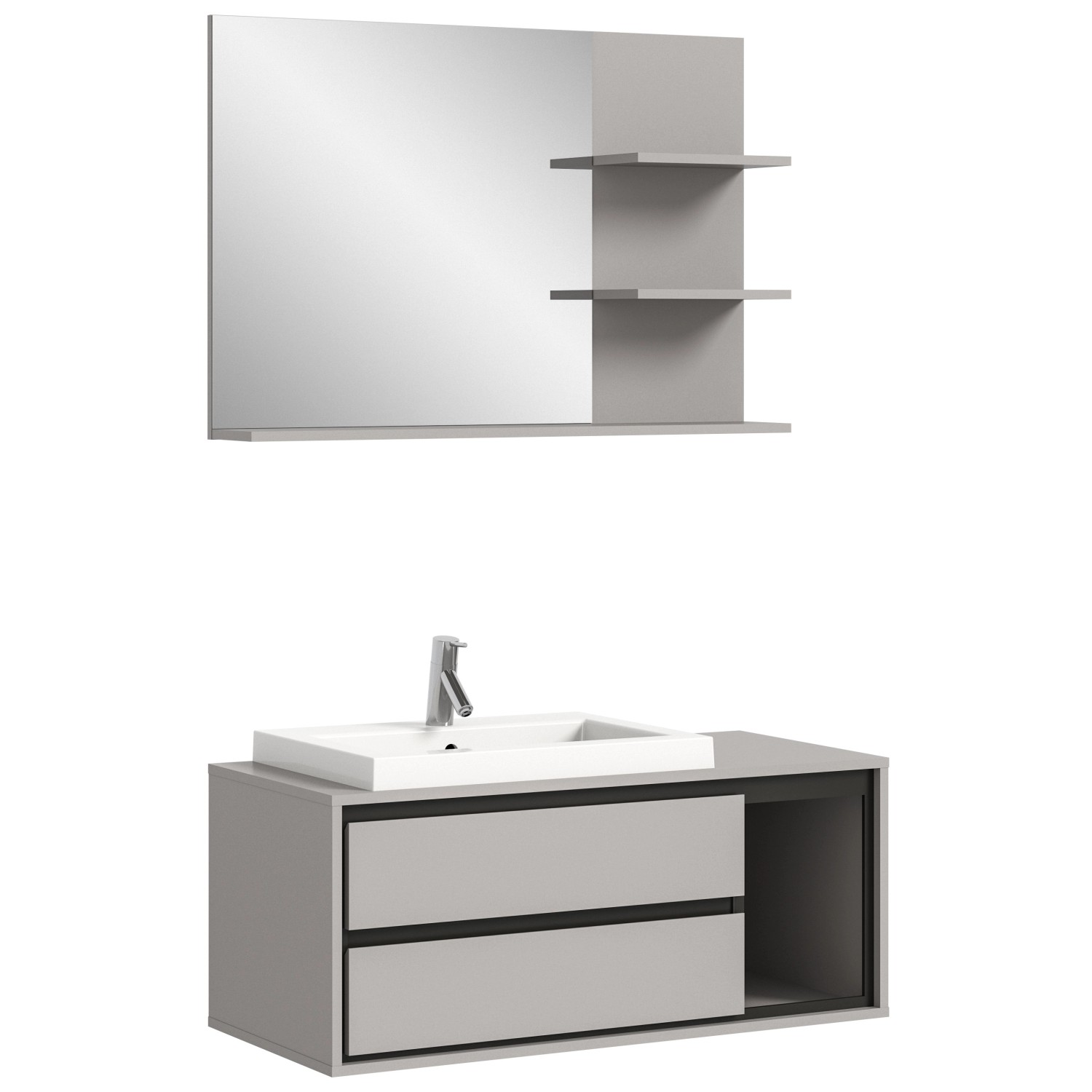 Badkombination 100 cm x 192 cm x 48 cm Grau Badkombination 100 cm x 192 cm x 48 cm Grau von xonox.home