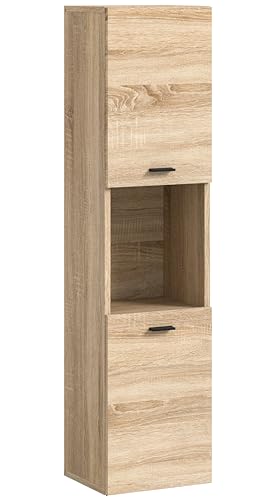 xonox.home Badezimmer Boston Badezimmerschrank Badschrank stehend Wandschrank hängend Standschrank Hängeschrank in Eiche Sonoma Nb.,ca.30x125x29cm bodenstehend/hängend montierbar von xonox.home