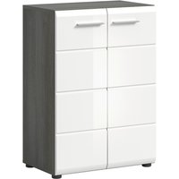 Kommode SALSA Rauchsilber Nachbildung weiß Hochglanz B/H/T: ca. 60x85x37 cm von xonox.home