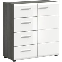 Kommode SALSA Rauchsilber Nachbildung weiß Hochglanz B/H/T: ca. 75x85x37 cm von xonox.home