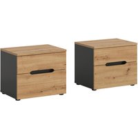 Nachtkonsolen CANU, 2er-Set basaltgrau Artisan Nachbildung B/H/T: ca. 50x42x37 cm von xonox.home