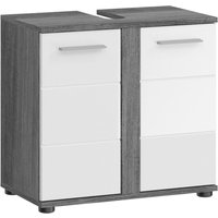 Waschbeckenunterschrank BLAKE Rauchsilber Nachbildung weiß Hochglanz B/H/T: ca. 60x57x34 cm von xonox.home