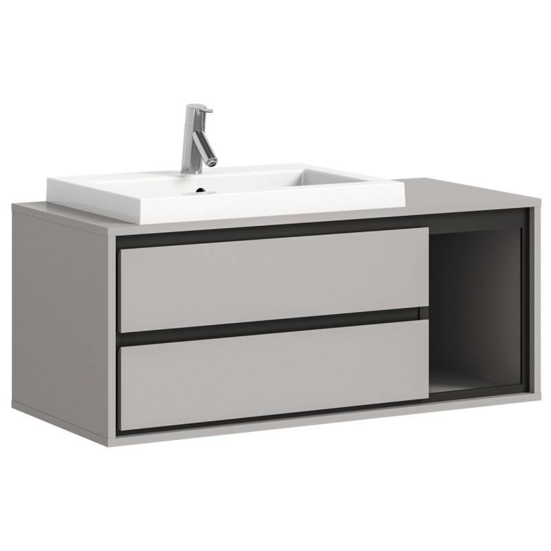 Waschtisch inkl. Waschbecken 100 cm x 48 cm x 48 cm Grau von xonox.home