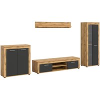 Wohnwand Jam Eiche Wotan Nachbildung grau B/H/T: ca. 330x159x35 cm von xonox.home