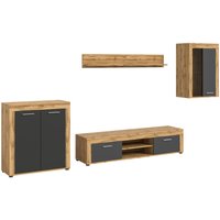 Wohnwand Jam Eiche Wotan Nachbildung grau B/H/T: ca. 330x169x35 cm von xonox.home