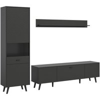 Wohnwand LINEA grau schwarz B/H/T: ca. 258x195x40 cm von xonox.home