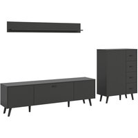 Wohnwand LINEA grau schwarz B/H/T: ca. 269x175x40 cm von xonox.home
