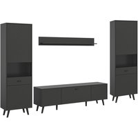 Wohnwand LINEA grau schwarz B/H/T: ca. 331x195x40 cm von xonox.home