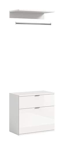 xonox.home X07A9T42 Projekt X Kommode Weiß Hochglanz mit Wandboard, Sideboard Flur breit ca.61x62x34 cm von xonox.home