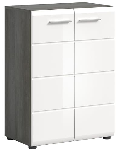 xonox.Home Garderobe Salsa Kommode Schrank Front weiß Hochglanz MDF TZ Korpus rauchsilber Nb.ca.60x85x37 cm xonox.Home Garderobe Salsa Kommode Schrank Front weiß Hochglanz MDF TZ Korpus rauchsilber Nb.ca.60x85x37 cm von xonox.home