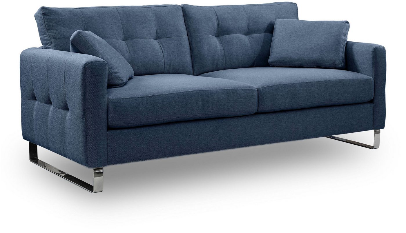 xonox.home 2,5-Sitzer, Sofa aus Flachgewebe in dunkelblau inkl. Zierkissen B/H/T: 203x92x94cm von xonox.home