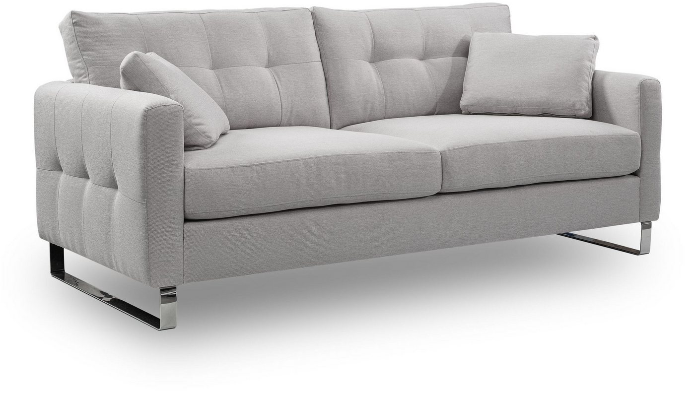 xonox.home 2,5-Sitzer, Sofa aus Flachgewebe in hellgrau inkl. Zierkissen B/H/T: 203x92x94cm von xonox.home