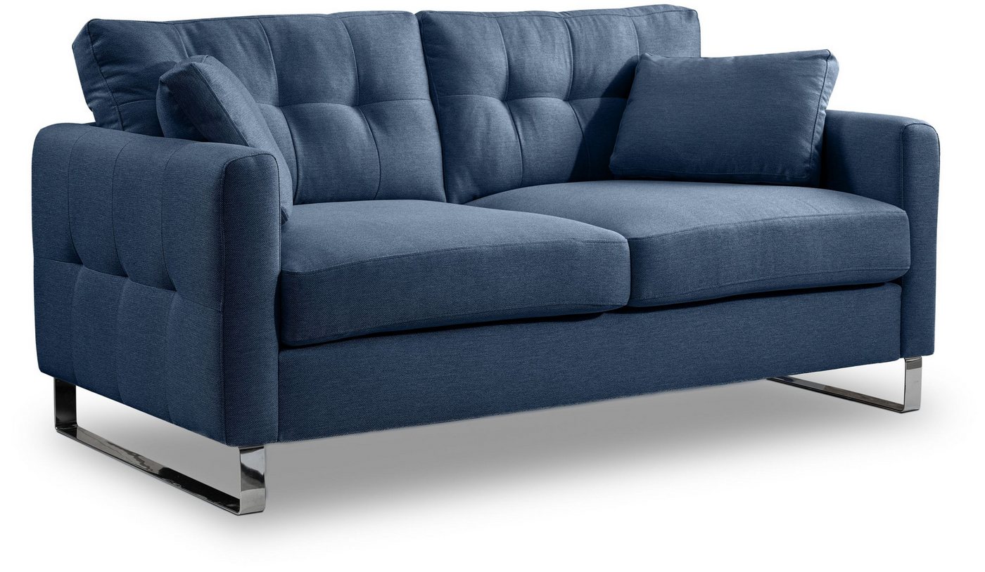 xonox.home 2-Sitzer, Sofa aus Flachgewebe in dunkelblau inkl. Zierkissen B/H/T: 175x92x94cm von xonox.home