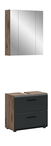 xonox.home – 2 TLG. Badmöbel Kombination Ice 60x185x30 cm in Korpus Nox Oak Nachbildung und Front schwarz matt – Platzsparendes Badezimmermöbel-Set in modernem Hochglanz-Look xonox.home – 2 TLG. Badmöbel Kombination Ice 60x185x30 cm in Korpus Nox Oak Nachbildung und Front schwarz matt – Platzsparendes Badezimmermöbel-Set in modernem Hochglanz-Look von xonox.home