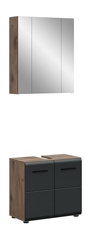 xonox.home – 2 TLG. Badmöbel Kombination Ice 60x185x30 cm in Korpus Nox Oak Nachbildung und Front schwarz matt – Platzsparendes Badezimmermöbel-Set in modernem Hochglanz-Look xonox.home – 2 TLG. Badmöbel Kombination Ice 60x185x30 cm in Korpus Nox Oak Nachbildung und Front schwarz matt – Platzsparendes Badezimmermöbel-Set in modernem Hochglanz-Look von xonox.home