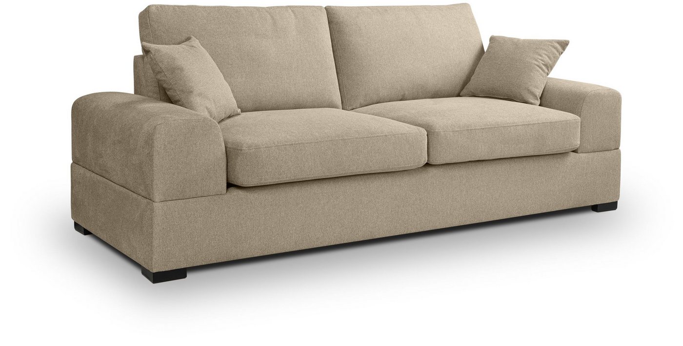 xonox.home 3-Sitzer, Sofa aus Strukturstoff in beige inkl. Zierkissen B/H/T: 221x90x93cm von xonox.home