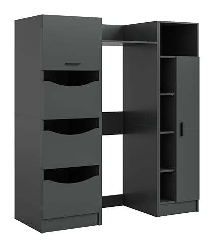 xonox.home – 3-teiliges Waschmaschinenumbau Set Free 166x195x62 cm in anthraziter Nachbildung – Wäscheschrank, Waschmaschinenschrank & Universalschrank – Ordnung mit System für Moderne Bäder von xonox.home
