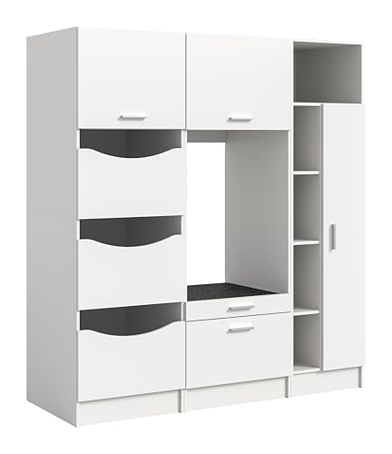 xonox.home – 3-teiliges Waschmaschinenumbau Set Free 166x195x68 cm in weiß Nachbildung – Wäscheschrank, Waschmaschinenschrank & Universalschrank – Funktionale Badmöbel-Kombination mit System von xonox.home