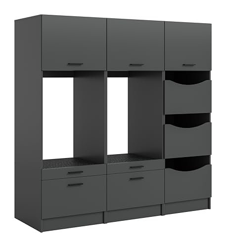xonox.home – 3-teiliges Waschplatz-Set Free 198x195x68 cm in anthraziter Nachbildung – DREI Waschmaschinenschränke – Perfekte Aufbewahrung für Waschmaschine, Trockner & Zubehör xonox.home – 3-teiliges Waschplatz-Set Free 198x195x68 cm in anthraziter Nachbildung – DREI Waschmaschinenschränke – Perfekte Aufbewahrung für Waschmaschine, Trockner & Zubehör von xonox.home