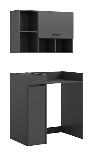 xonox.home – 3-teiliges Waschplatz-Set Free 95x195x60 cm in anthraziter Nachbildung – Anstellregal, Hängeschrank & Waschmaschinenumbau – Ideal für kompakte Waschbereiche xonox.home – 3-teiliges Waschplatz-Set Free 95x195x60 cm in anthraziter Nachbildung – Anstellregal, Hängeschrank & Waschmaschinenumbau – Ideal für kompakte Waschbereiche von xonox.home