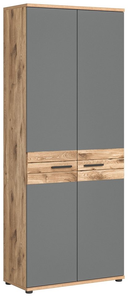 xonox.home Aktenschrank in Nox Oak / Basalt Grau - 80x199x37cm (BxHxT) von xonox.home