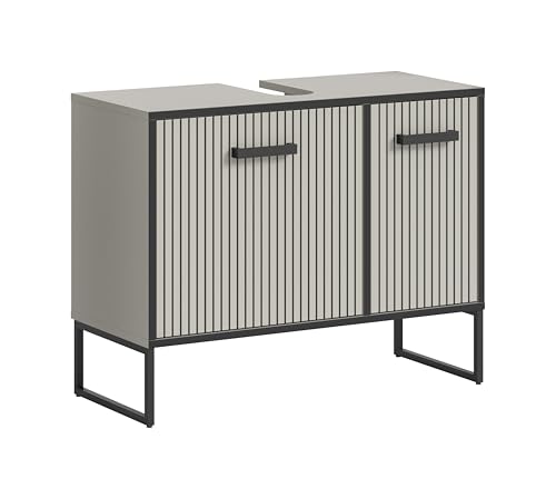 xonox.home Badezimmer Bagno Waschbeckenunterschrank Badunterschrank Waschbecken Unterschrank Schrank Waschtisch Unterschrank in Kaschmir beige Nb., ca. 80x63x36 cm auf Kufen von xonox.home