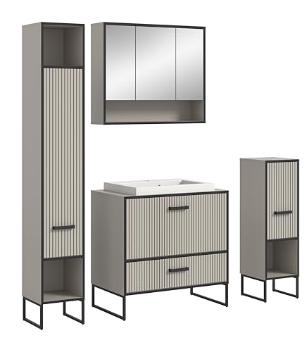 xonox.home Bad Bagno X7BL5B03 Badkombination Badset Badmöbel-Set in Kaschmir Nb., ca. 170x192x48 cm von xonox.home